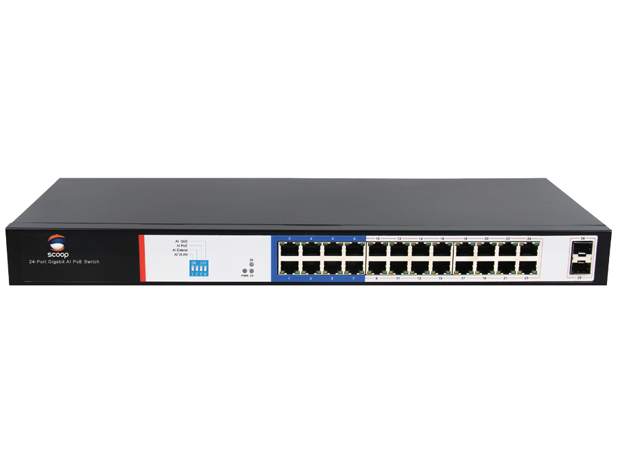 Scoop 24 Port Gigabit PoE 250W 2SFP Switch